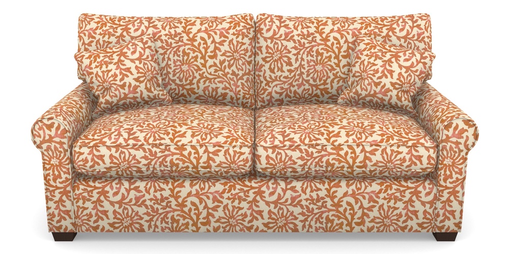 Product photograph of Bignor Sofa Bed 3 Seater Sofa Bed In V A Brompton Collection - Floral Scroll - Terracotta from Sofas and Stuff Limited