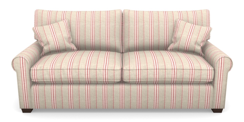 Product photograph of Bignor Sofa Bed 4 Seater Sofa Bed In Cloth 18 Stripes - Regimental - Cranberry from Sofas and Stuff Limited