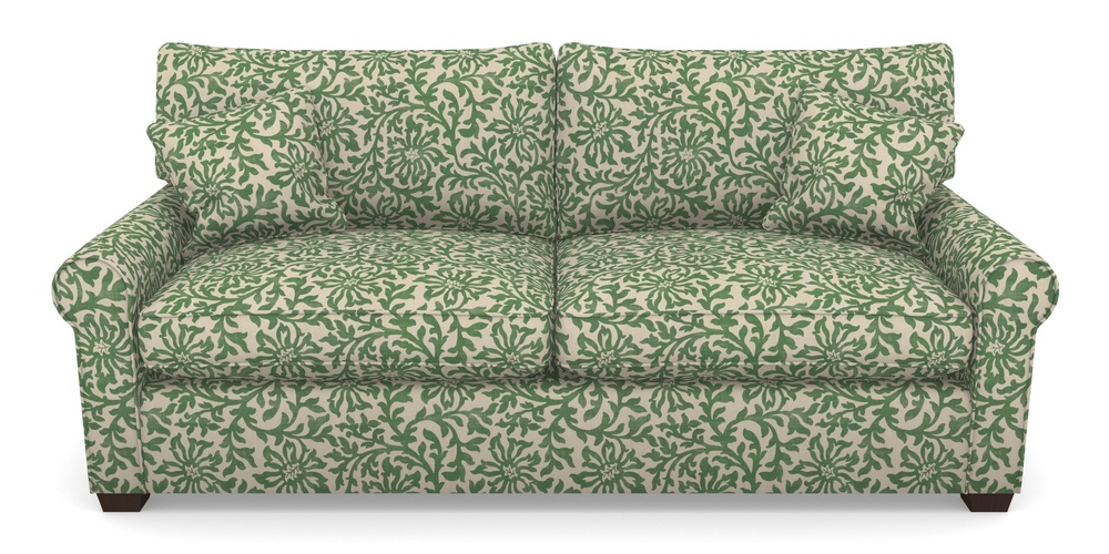 Product photograph of Bignor Sofa Bed 4 Seater Sofa Bed In V A Brompton Collection - Floral Scroll - Basil from Sofas and Stuff Limited