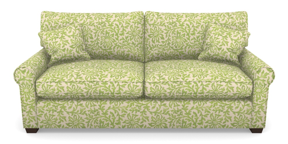 Product photograph of Bignor Sofa Bed 4 Seater Sofa Bed In V A Brompton Collection - Floral Scroll - Lime from Sofas and Stuff Limited