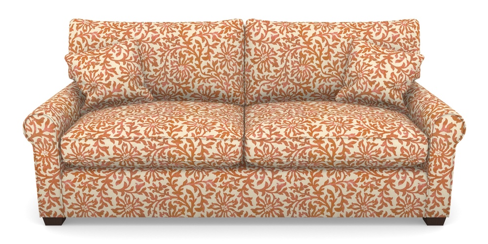 Product photograph of Bignor Sofa Bed 4 Seater Sofa Bed In V A Brompton Collection - Floral Scroll - Terracotta from Sofas and Stuff Limited