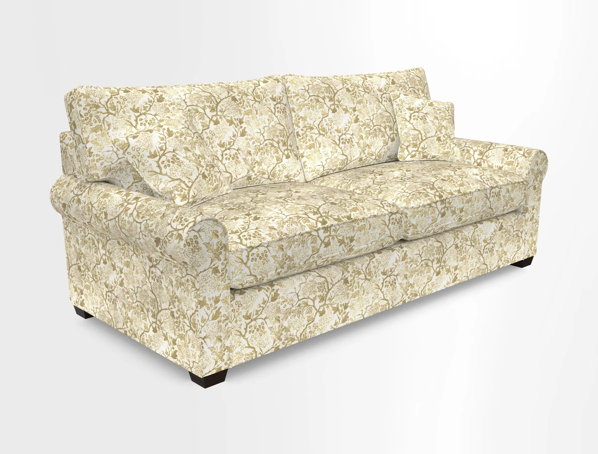 Bignor 3 Seater Sofa in V&A Drawn From Nature Oak Tree Gold. Loose cover option available
