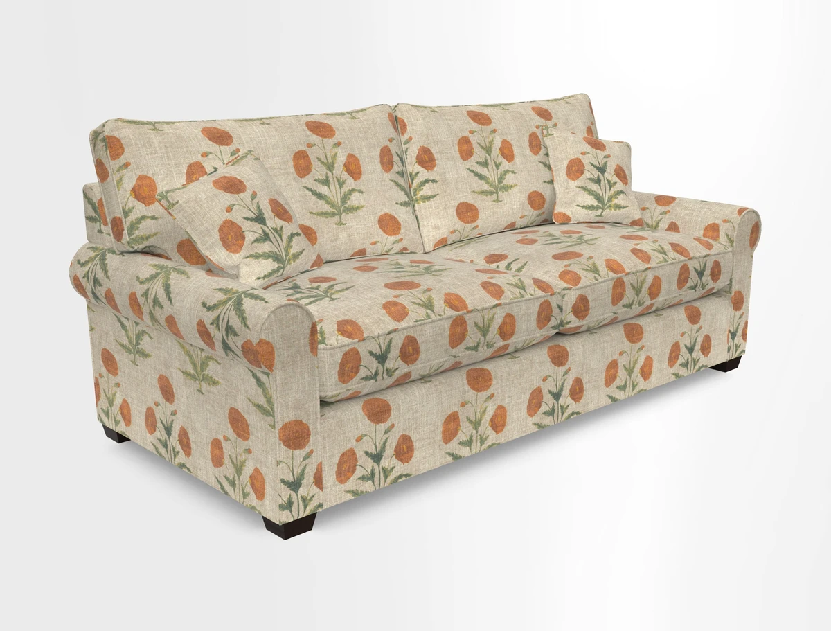 Bignor 3 Seater Sofa in V&A Drawn From Nature Oak Tree Gold. Loose cover option available