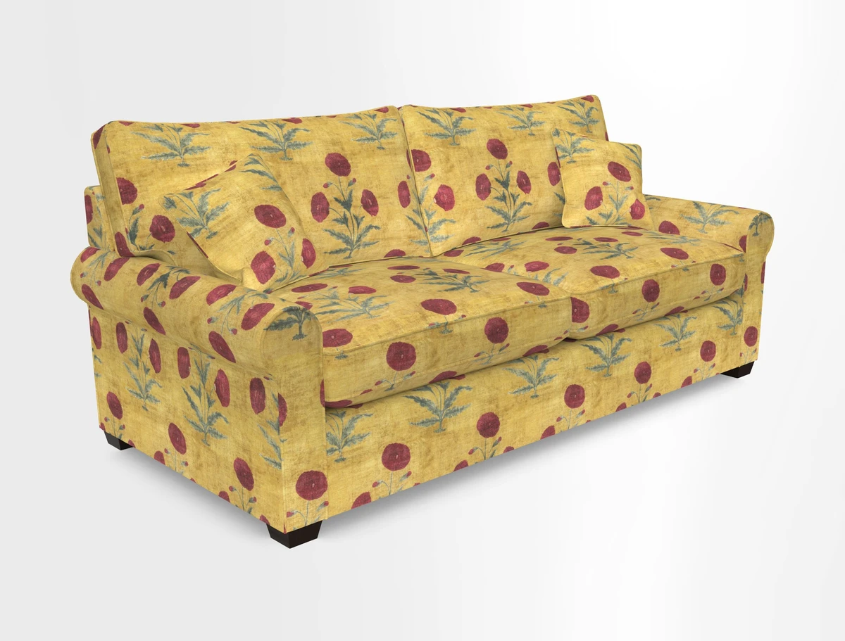 Bignor 3 Seater Sofa in V&A Drawn From Nature Oak Tree Gold. Loose cover option available