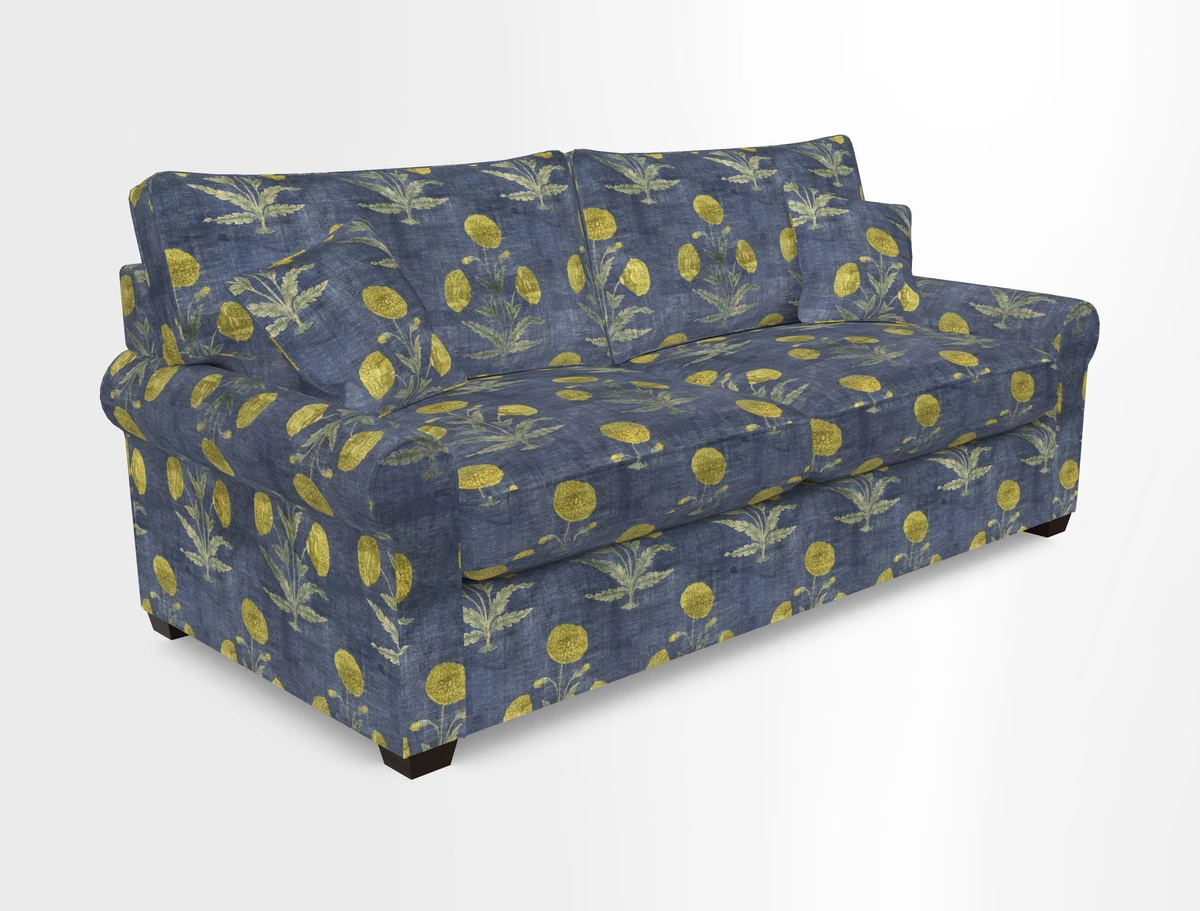 Bignor 3 Seater Sofa in V&A Drawn From Nature Oak Tree Gold. Loose cover option available