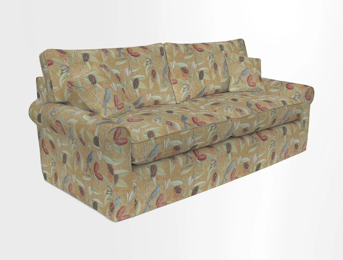 Bignor 3 Seater Sofa in V&A Drawn From Nature Oak Tree Gold. Loose cover option available