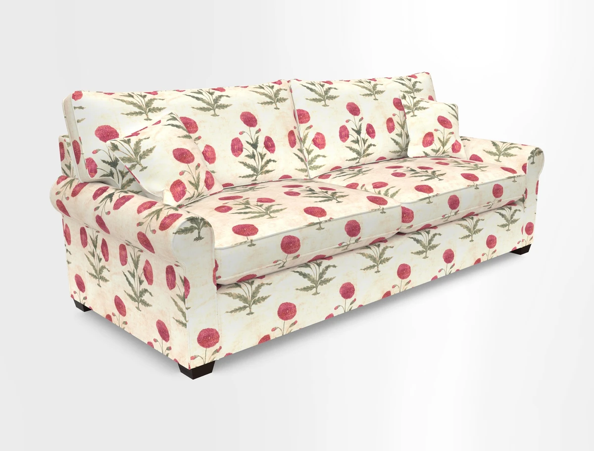 Bignor 3 Seater Sofa in V&A Drawn From Nature Oak Tree Gold. Loose cover option available
