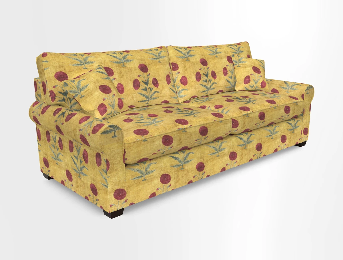 Bignor 3 Seater Sofa in V&A Drawn From Nature Oak Tree Gold. Loose cover option available