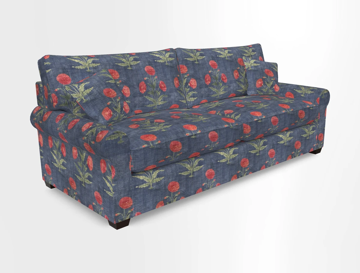 Bignor 3 Seater Sofa in V&A Drawn From Nature Oak Tree Gold. Loose cover option available