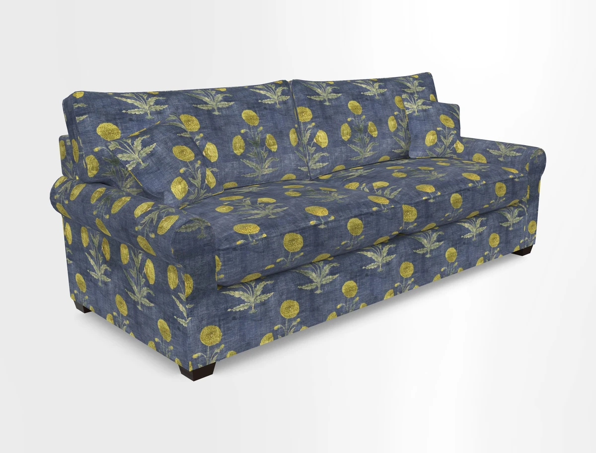 Bignor 3 Seater Sofa in V&A Drawn From Nature Oak Tree Gold. Loose cover option available