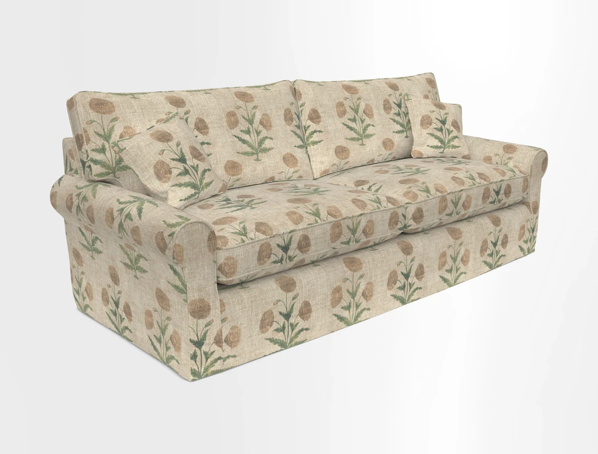 Bignor 3 Seater Sofa in V&A Drawn From Nature Oak Tree Gold. Loose cover option available