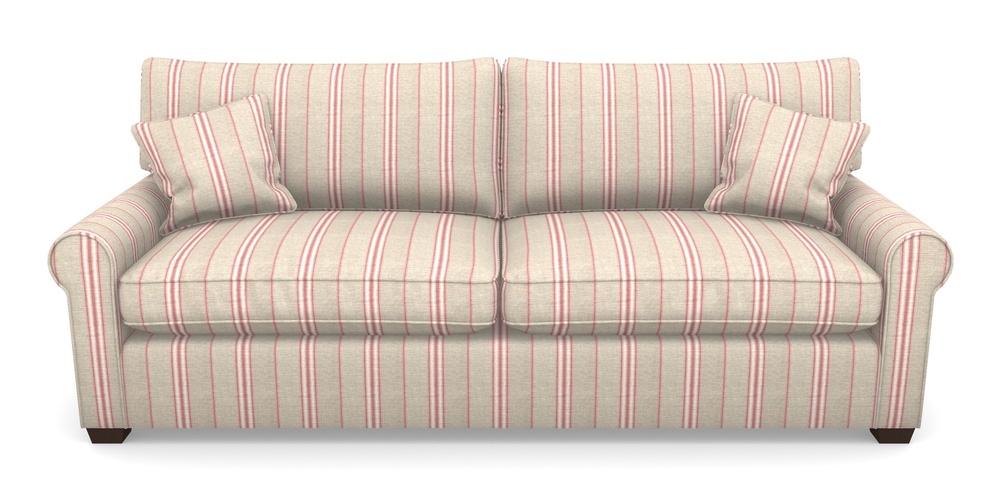 Product photograph of Bignor 4 Seater Sofa In Cloth 18 Stripes - Regimental - Cranberry from Sofas and Stuff Limited