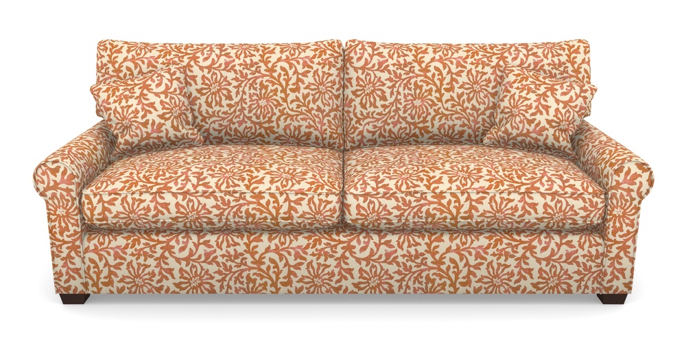 Product photograph of Bignor 4 Seater Sofa In V A Brompton Collection - Floral Scroll - Terracotta from Sofas and Stuff Limited