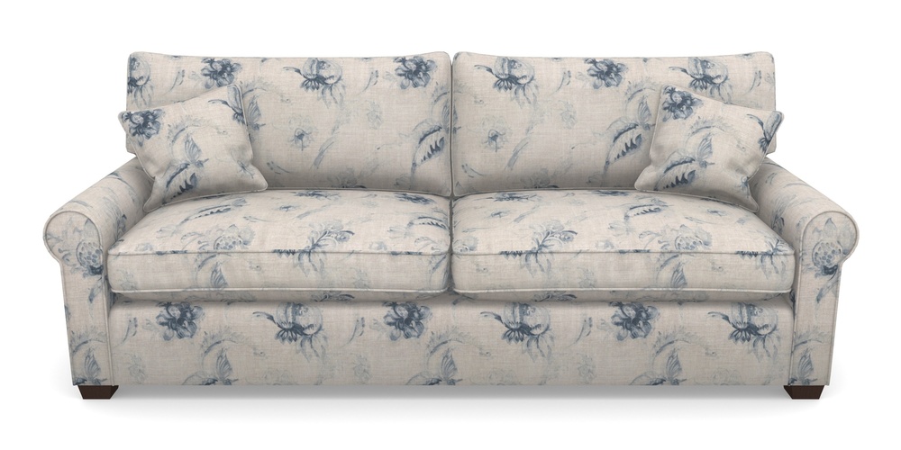 Product photograph of Bignor 4 Seater Sofa In Floral Linen - Lela Mystery Indigo from Sofas and Stuff Limited