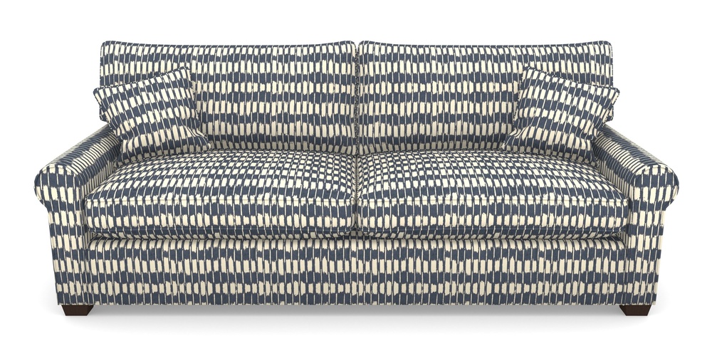 Product photograph of Bignor 4 Seater Sofa In V A Brompton Collection - Ikat - Midnight Blue from Sofas and Stuff Limited