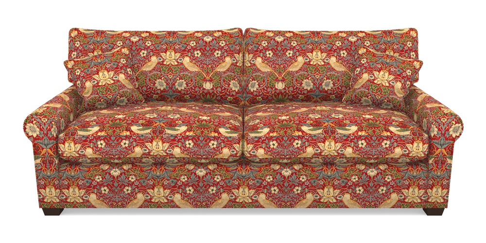 Product photograph of Bignor 4 Seater Sofa In William Morris Collection - Strawberry Thief - Crimson Slate from Sofas and Stuff Limited