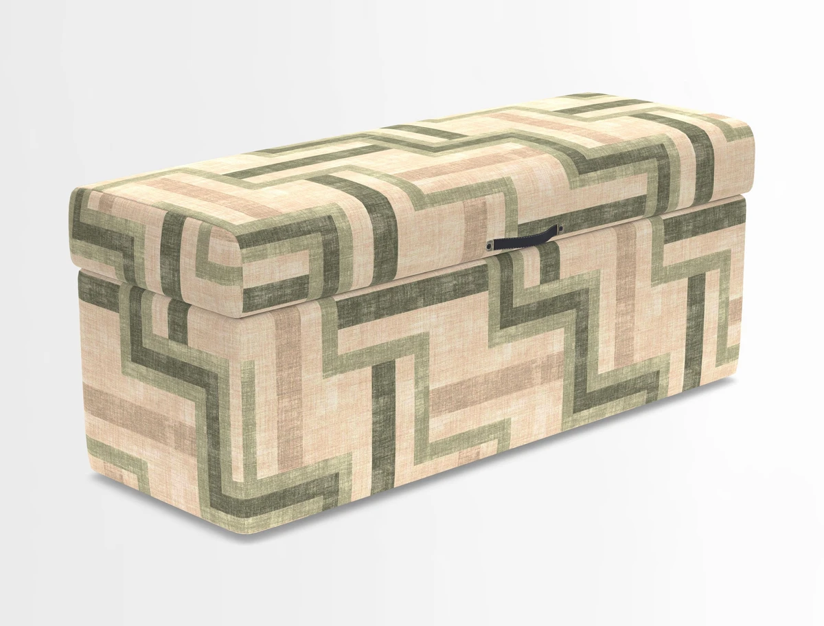 Birdham medium blanket box in Spill Resistant Gertrude Jekyll Ornamental Duck Egg and Alwinton 3 seater sofa in Spill Resistant Sussex Stripe Mocha