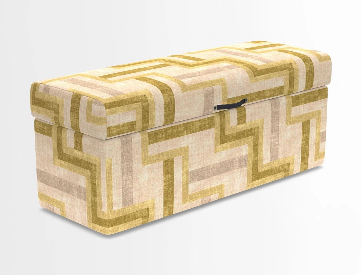 Birdham medium blanket box in Spill Resistant Gertrude Jekyll Ornamental Duck Egg and Alwinton 3 seater sofa in Spill Resistant Sussex Stripe Mocha