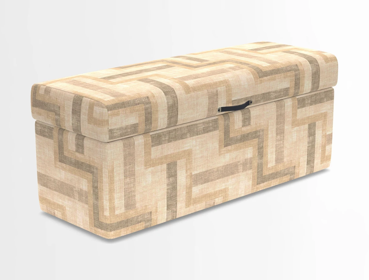 Birdham medium blanket box in Spill Resistant Gertrude Jekyll Ornamental Duck Egg and Alwinton 3 seater sofa in Spill Resistant Sussex Stripe Mocha
