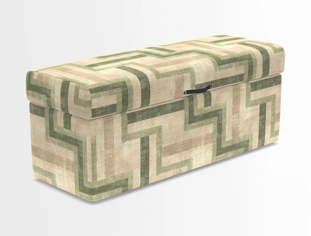 Birdham medium blanket box in Spill Resistant Gertrude Jekyll Ornamental Duck Egg and Alwinton 3 seater sofa in Spill Resistant Sussex Stripe Mocha