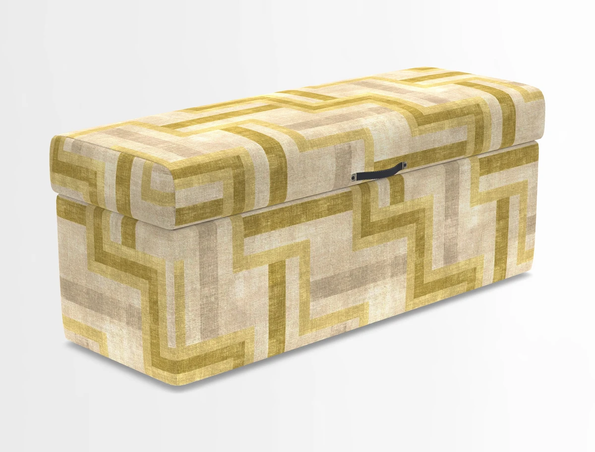 Birdham medium blanket box in Spill Resistant Gertrude Jekyll Ornamental Duck Egg and Alwinton 3 seater sofa in Spill Resistant Sussex Stripe Mocha