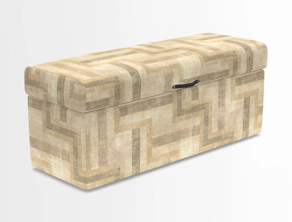 Birdham medium blanket box in Spill Resistant Gertrude Jekyll Ornamental Duck Egg and Alwinton 3 seater sofa in Spill Resistant Sussex Stripe Mocha