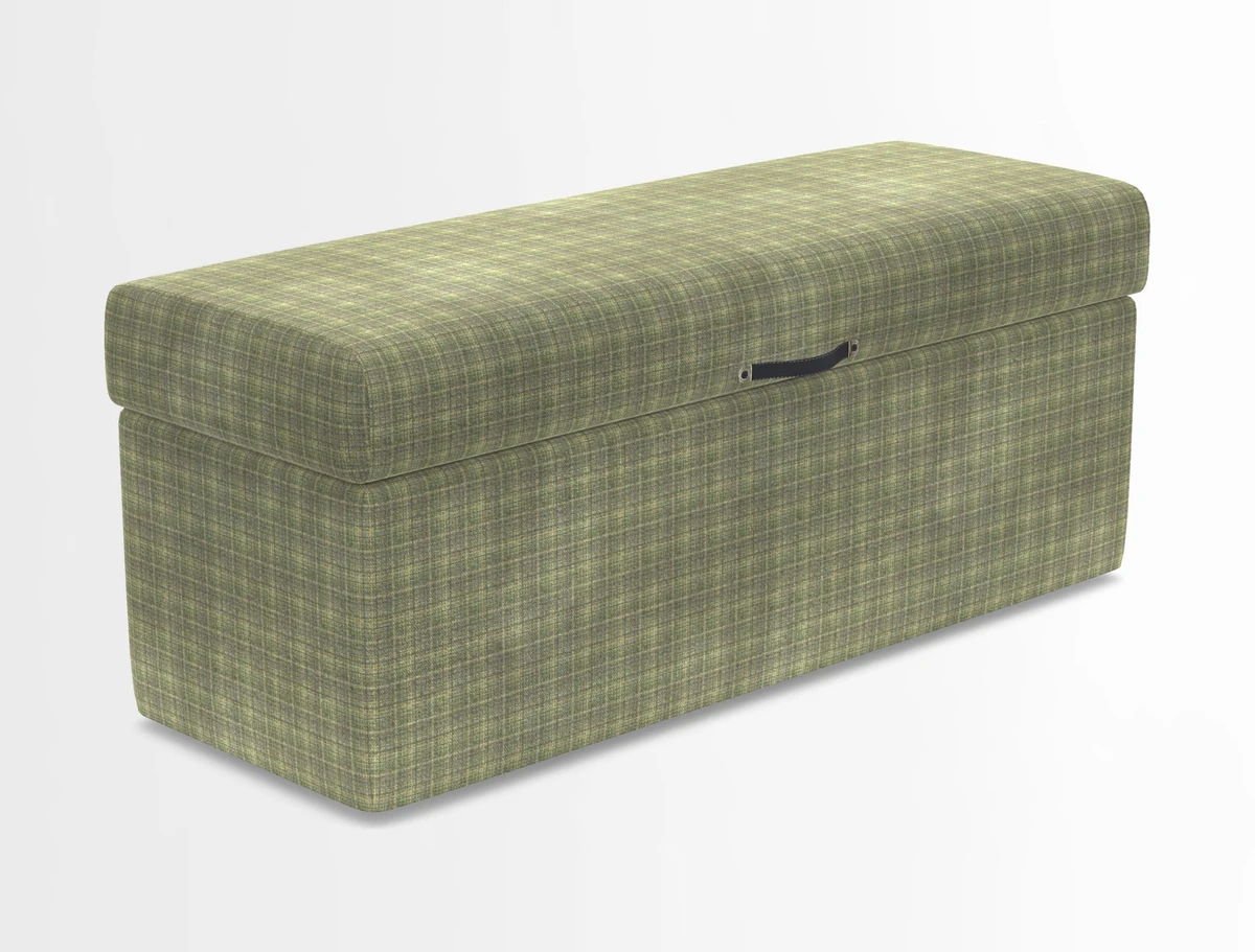Birdham medium blanket box in Spill Resistant Gertrude Jekyll Ornamental Duck Egg and Alwinton 3 seater sofa in Spill Resistant Sussex Stripe Mocha