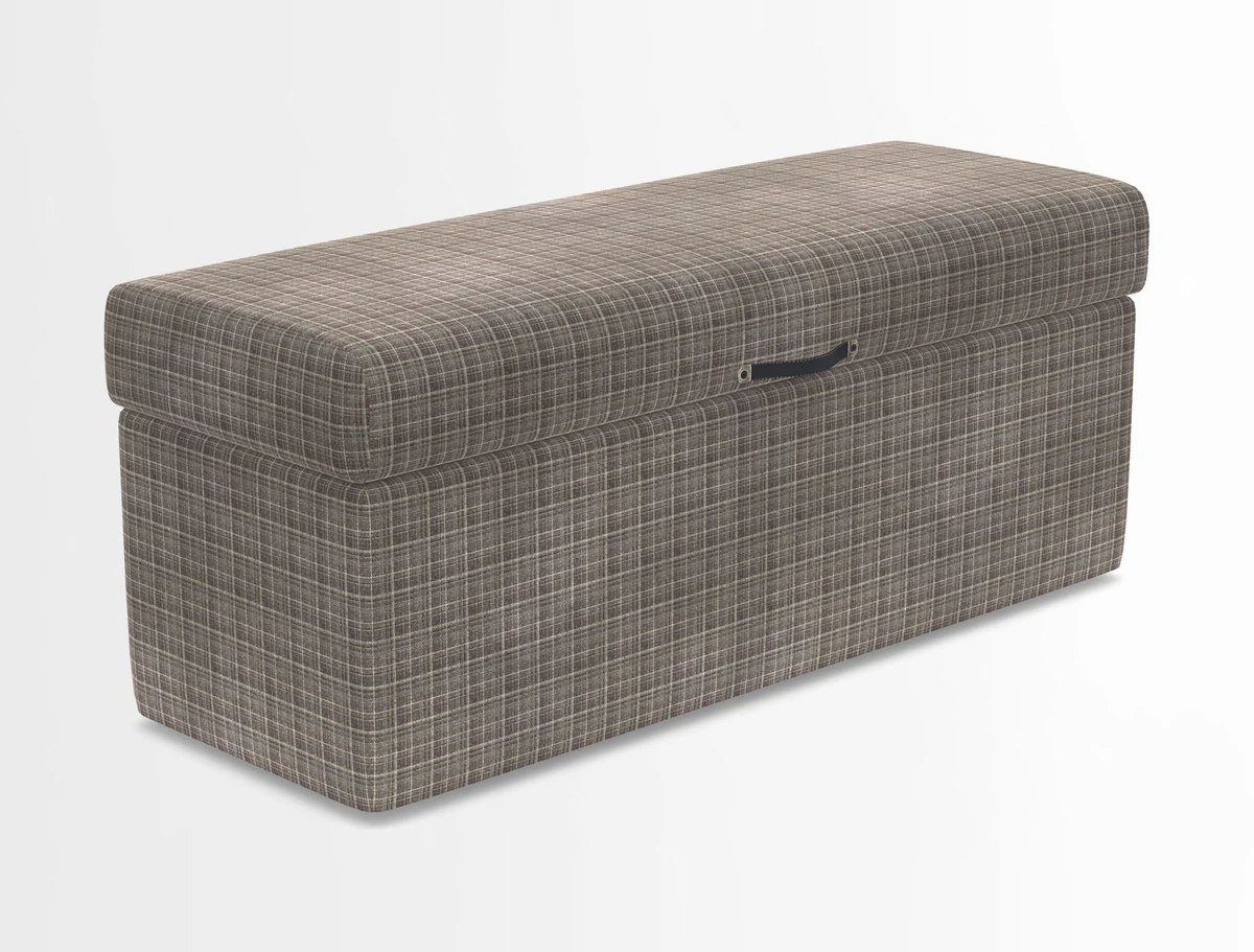 Birdham medium blanket box in Spill Resistant Gertrude Jekyll Ornamental Duck Egg and Alwinton 3 seater sofa in Spill Resistant Sussex Stripe Mocha
