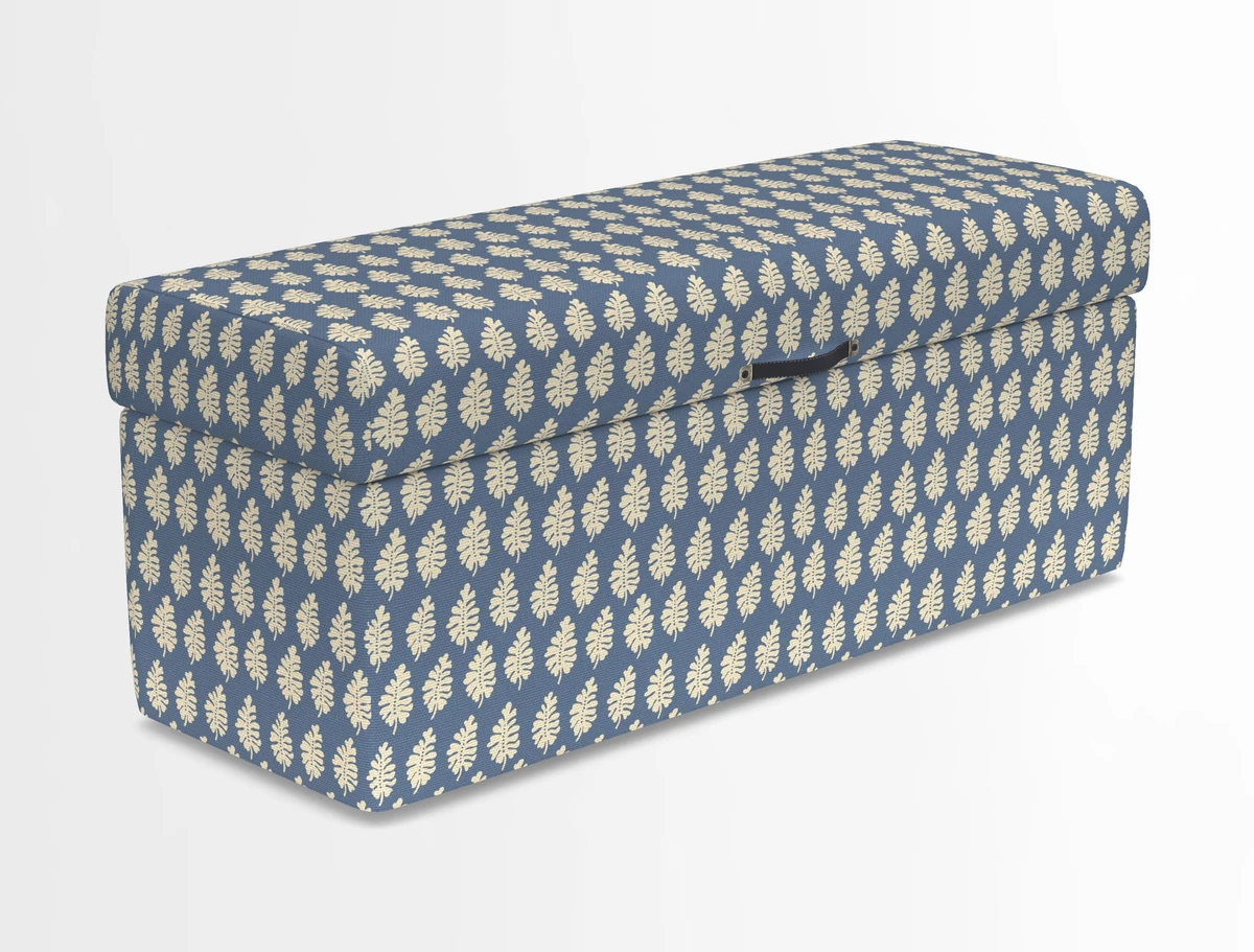 Birdham medium blanket box in Spill Resistant Gertrude Jekyll Ornamental Duck Egg and Alwinton 3 seater sofa in Spill Resistant Sussex Stripe Mocha