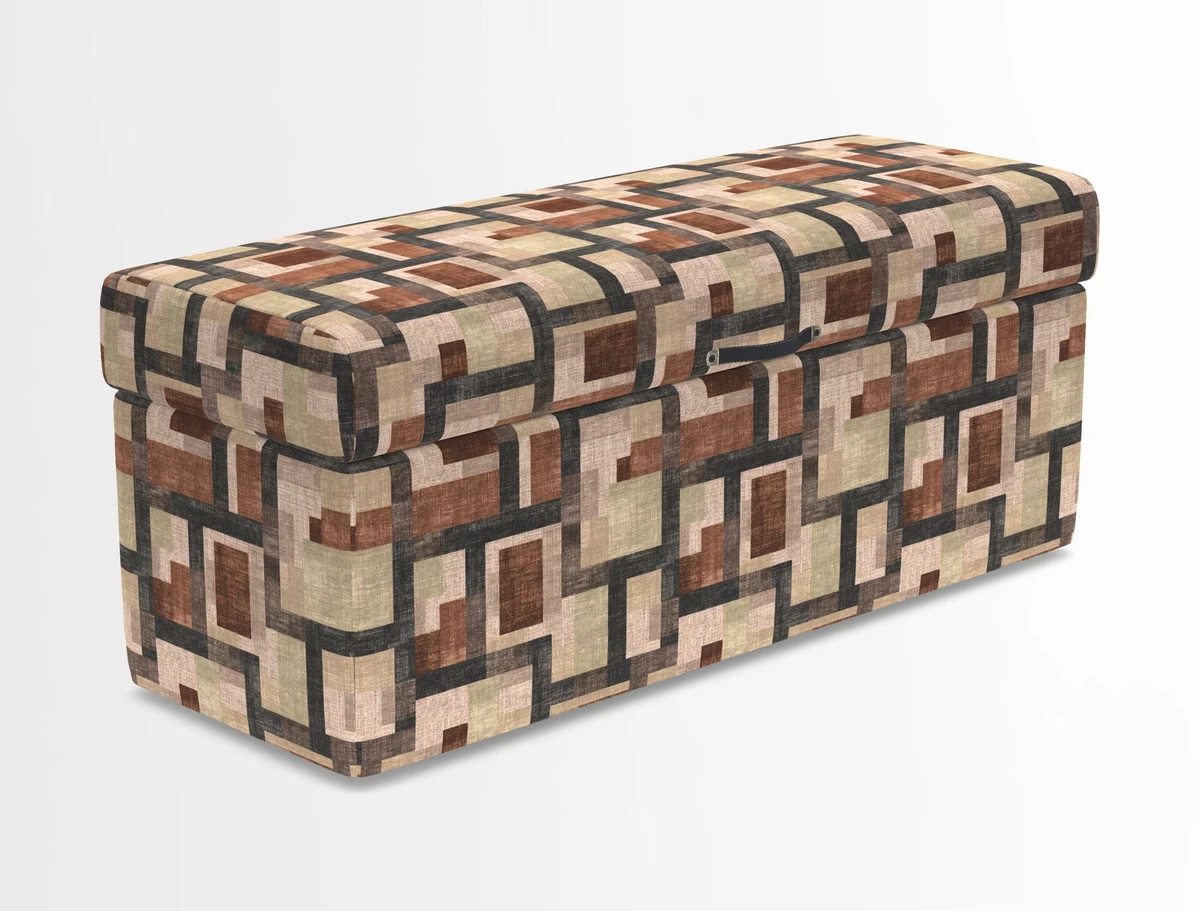 Birdham medium blanket box in Spill Resistant Gertrude Jekyll Ornamental Duck Egg and Alwinton 3 seater sofa in Spill Resistant Sussex Stripe Mocha