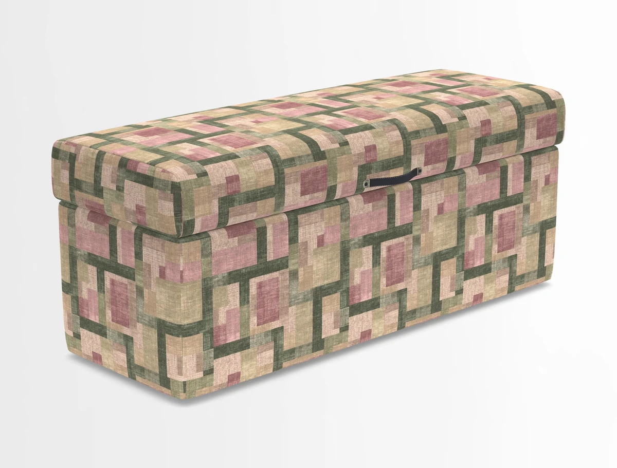 Birdham medium blanket box in Spill Resistant Gertrude Jekyll Ornamental Duck Egg and Alwinton 3 seater sofa in Spill Resistant Sussex Stripe Mocha