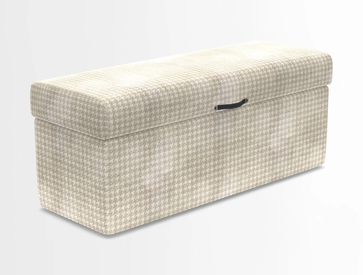 Birdham medium blanket box in Spill Resistant Gertrude Jekyll Ornamental Duck Egg and Alwinton 3 seater sofa in Spill Resistant Sussex Stripe Mocha