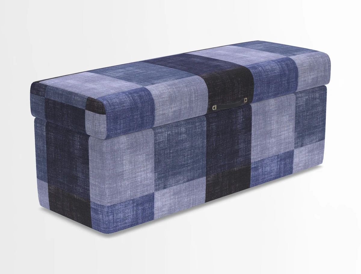 Birdham medium blanket box in Spill Resistant Gertrude Jekyll Ornamental Duck Egg and Alwinton 3 seater sofa in Spill Resistant Sussex Stripe Mocha