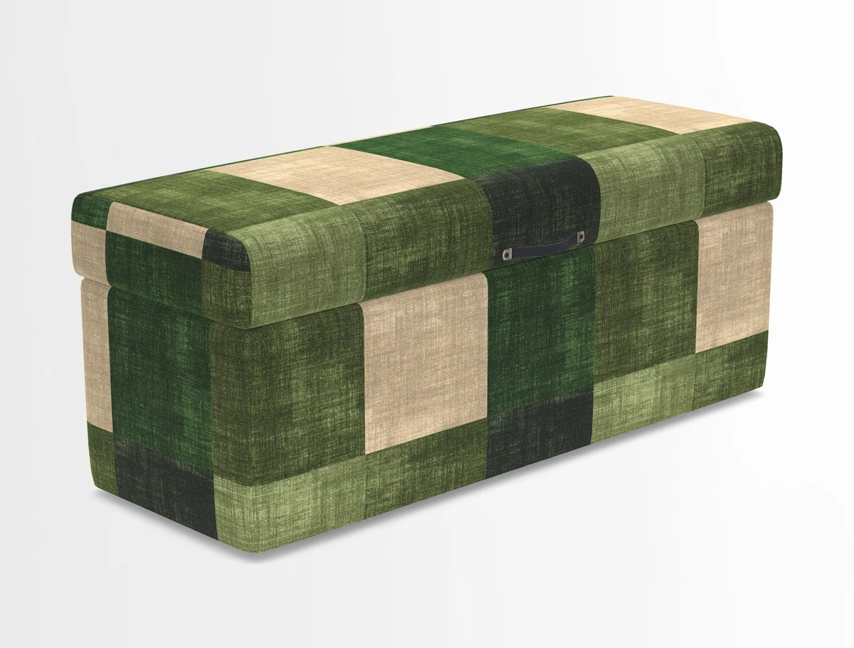 Birdham medium blanket box in Spill Resistant Gertrude Jekyll Ornamental Duck Egg and Alwinton 3 seater sofa in Spill Resistant Sussex Stripe Mocha
