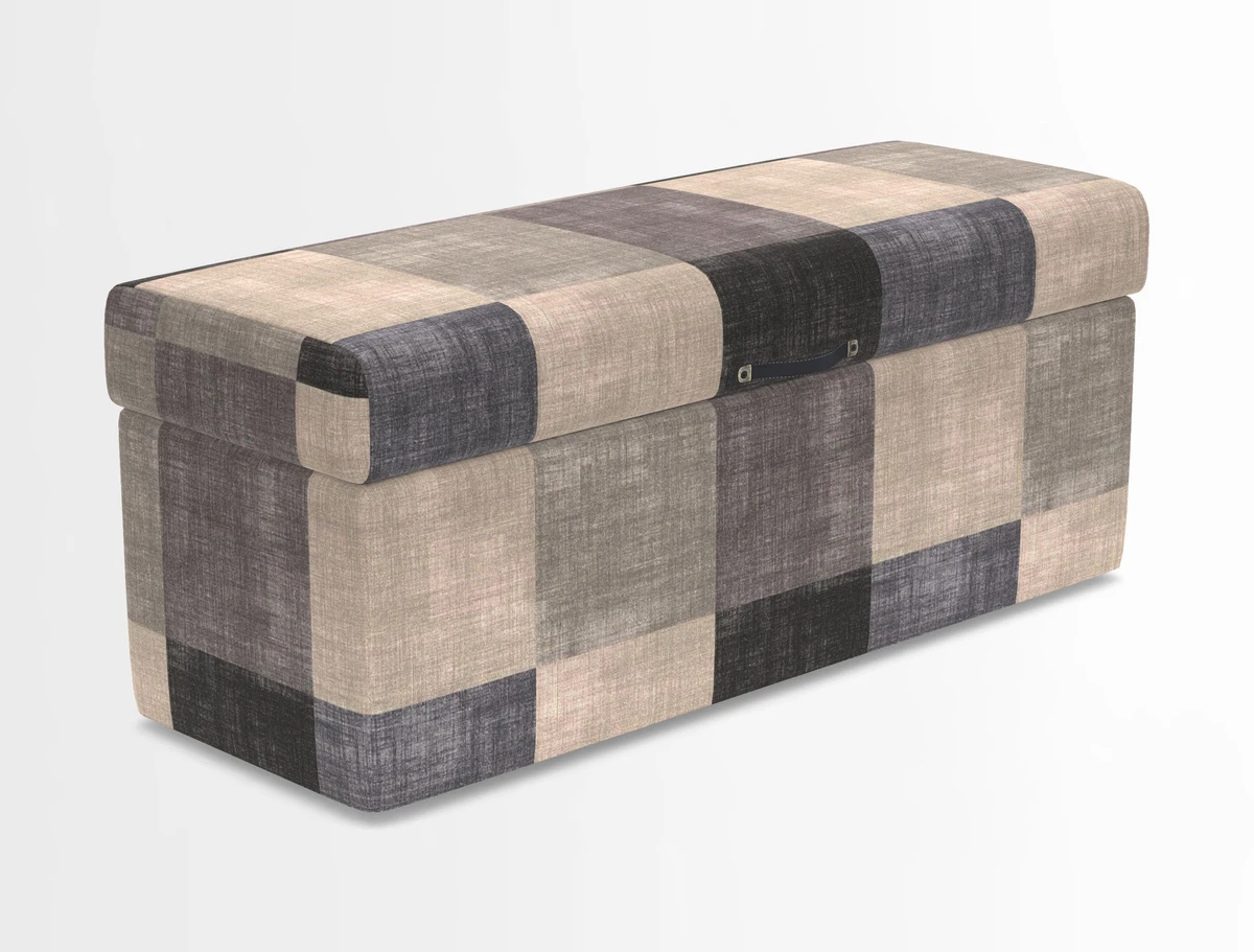 Birdham medium blanket box in Spill Resistant Gertrude Jekyll Ornamental Duck Egg and Alwinton 3 seater sofa in Spill Resistant Sussex Stripe Mocha