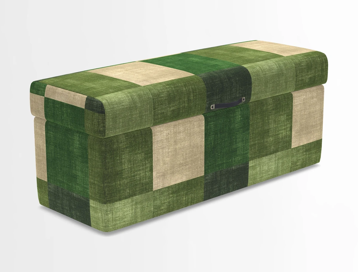 Birdham medium blanket box in Spill Resistant Gertrude Jekyll Ornamental Duck Egg and Alwinton 3 seater sofa in Spill Resistant Sussex Stripe Mocha