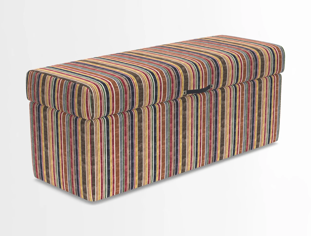 Birdham medium blanket box in Spill Resistant Gertrude Jekyll Ornamental Duck Egg and Alwinton 3 seater sofa in Spill Resistant Sussex Stripe Mocha