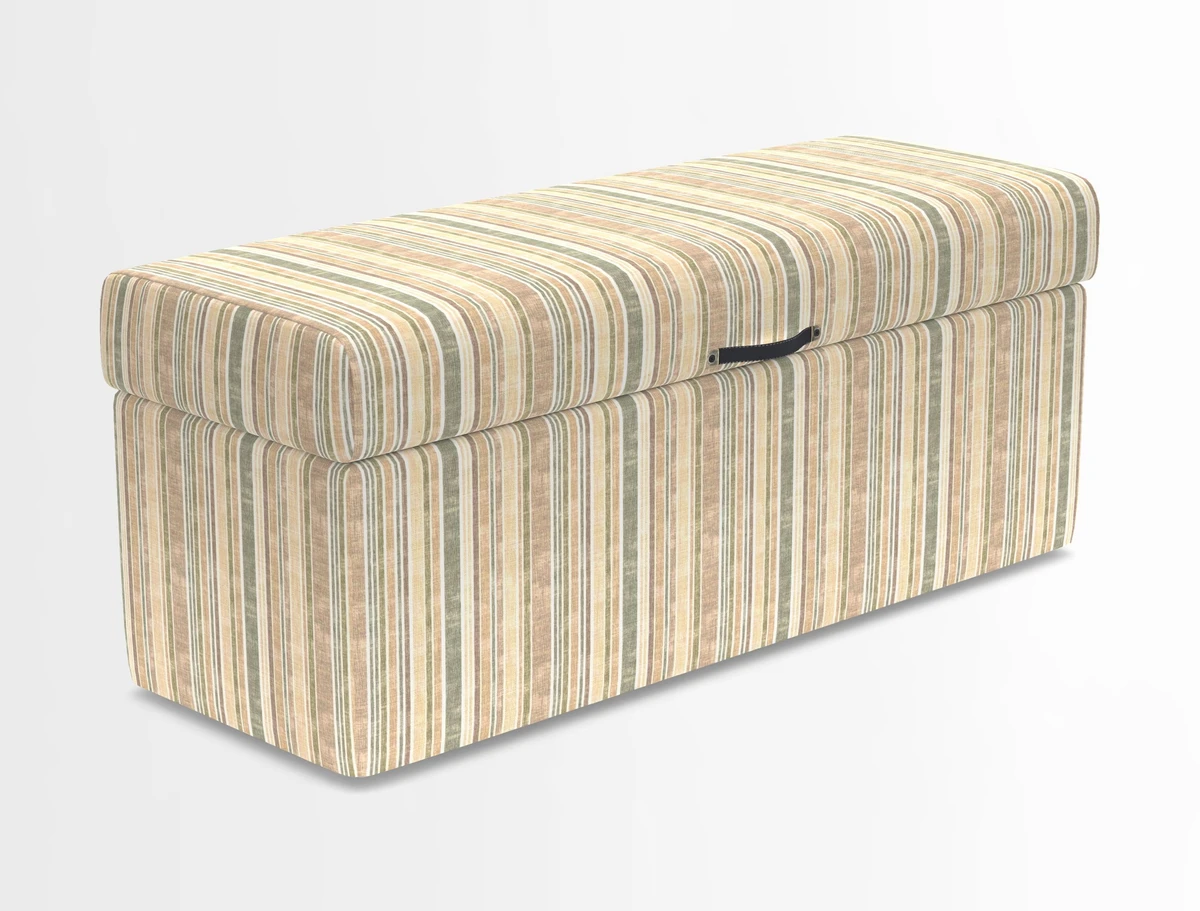 Birdham medium blanket box in Spill Resistant Gertrude Jekyll Ornamental Duck Egg and Alwinton 3 seater sofa in Spill Resistant Sussex Stripe Mocha