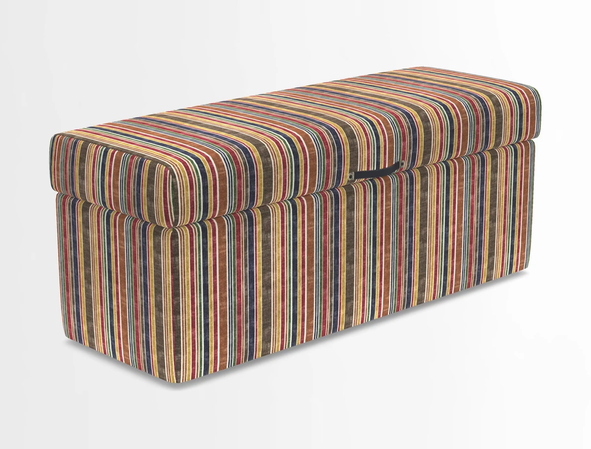 Birdham medium blanket box in Spill Resistant Gertrude Jekyll Ornamental Duck Egg and Alwinton 3 seater sofa in Spill Resistant Sussex Stripe Mocha