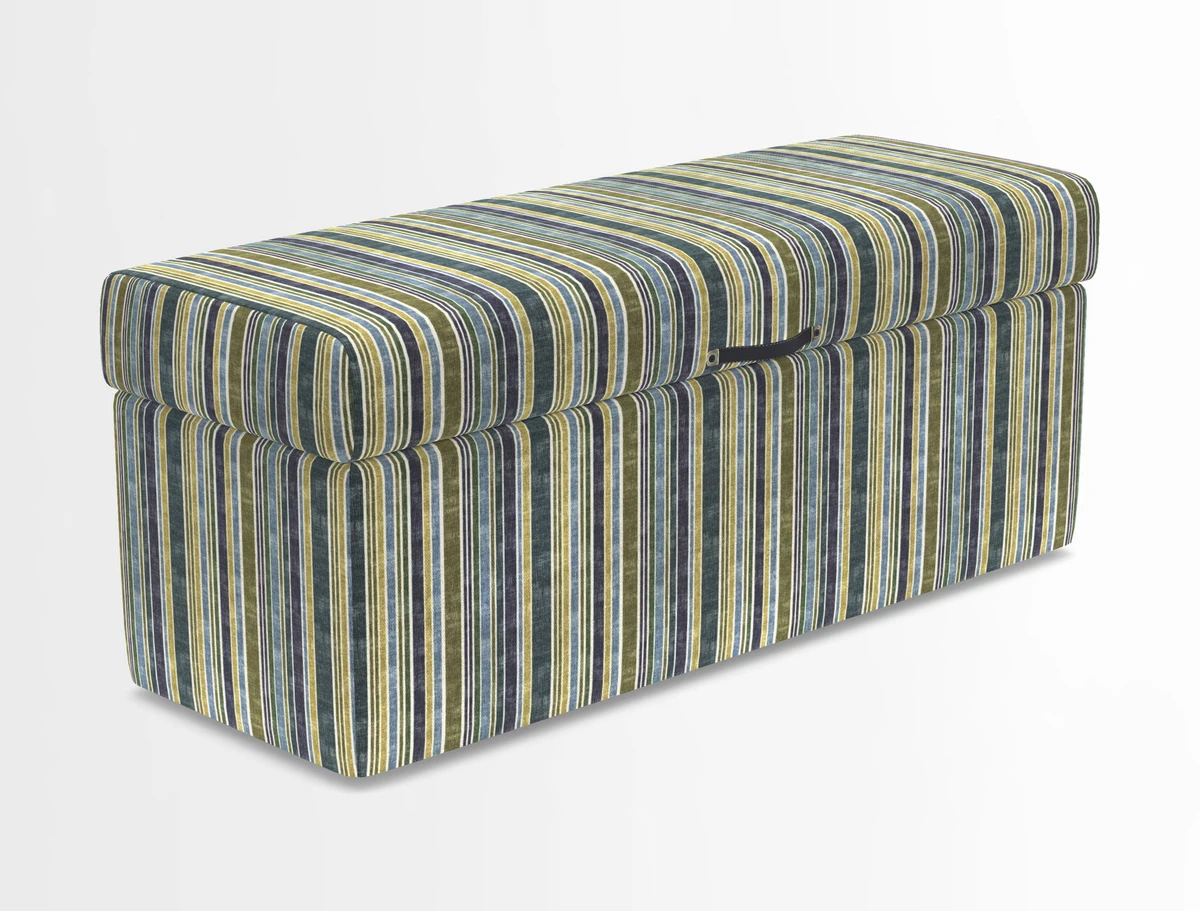 Birdham medium blanket box in Spill Resistant Gertrude Jekyll Ornamental Duck Egg and Alwinton 3 seater sofa in Spill Resistant Sussex Stripe Mocha