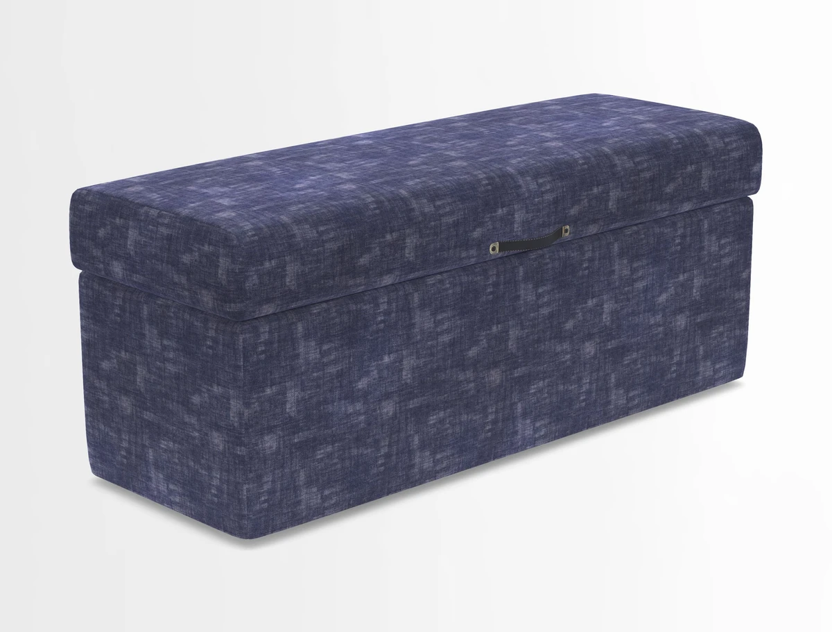 Birdham medium blanket box in Spill Resistant Gertrude Jekyll Ornamental Duck Egg and Alwinton 3 seater sofa in Spill Resistant Sussex Stripe Mocha