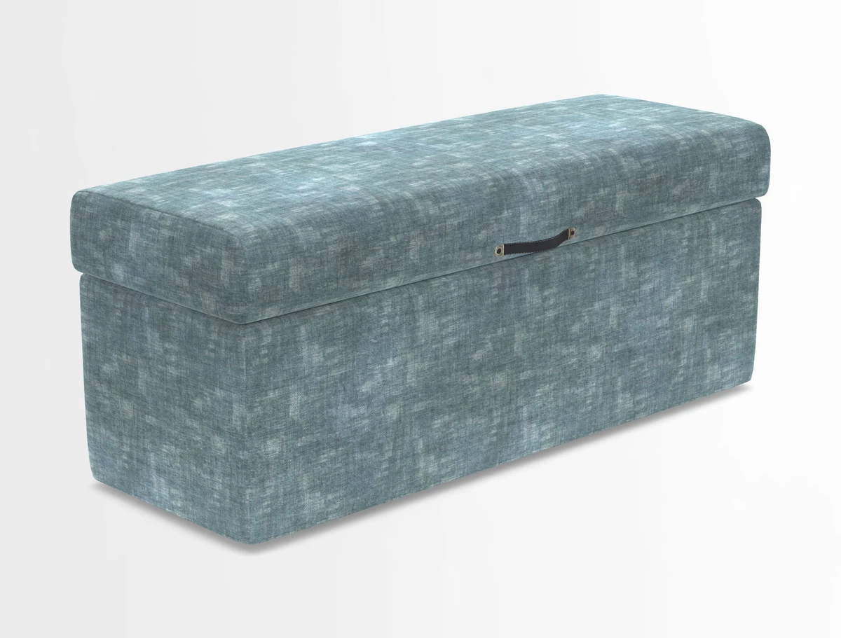 Birdham medium blanket box in Spill Resistant Gertrude Jekyll Ornamental Duck Egg and Alwinton 3 seater sofa in Spill Resistant Sussex Stripe Mocha