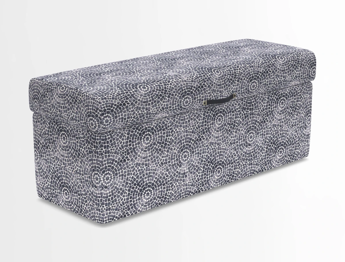 Birdham medium blanket box in Spill Resistant Gertrude Jekyll Ornamental Duck Egg and Alwinton 3 seater sofa in Spill Resistant Sussex Stripe Mocha