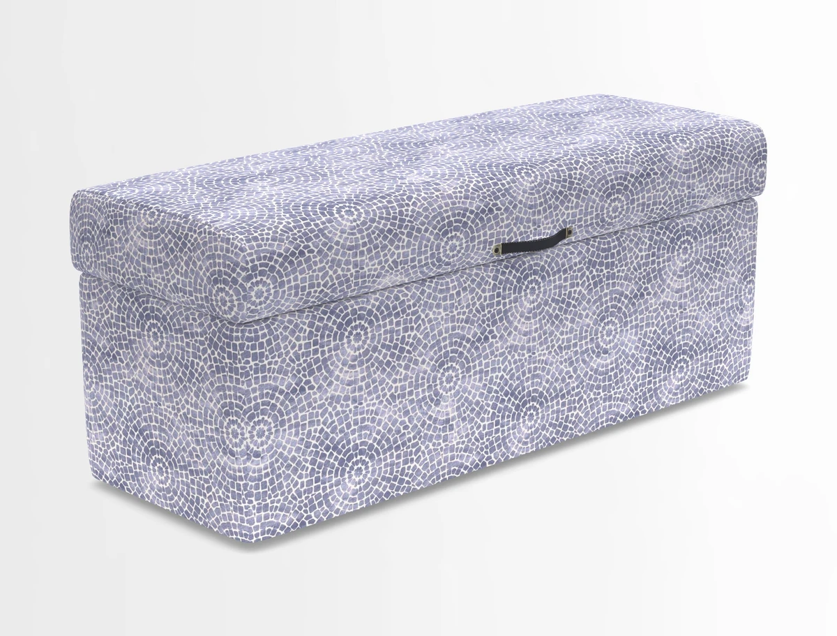 Birdham medium blanket box in Spill Resistant Gertrude Jekyll Ornamental Duck Egg and Alwinton 3 seater sofa in Spill Resistant Sussex Stripe Mocha