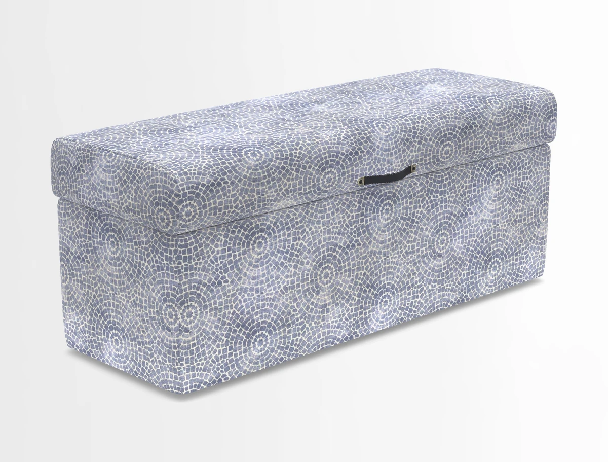 Birdham medium blanket box in Spill Resistant Gertrude Jekyll Ornamental Duck Egg and Alwinton 3 seater sofa in Spill Resistant Sussex Stripe Mocha