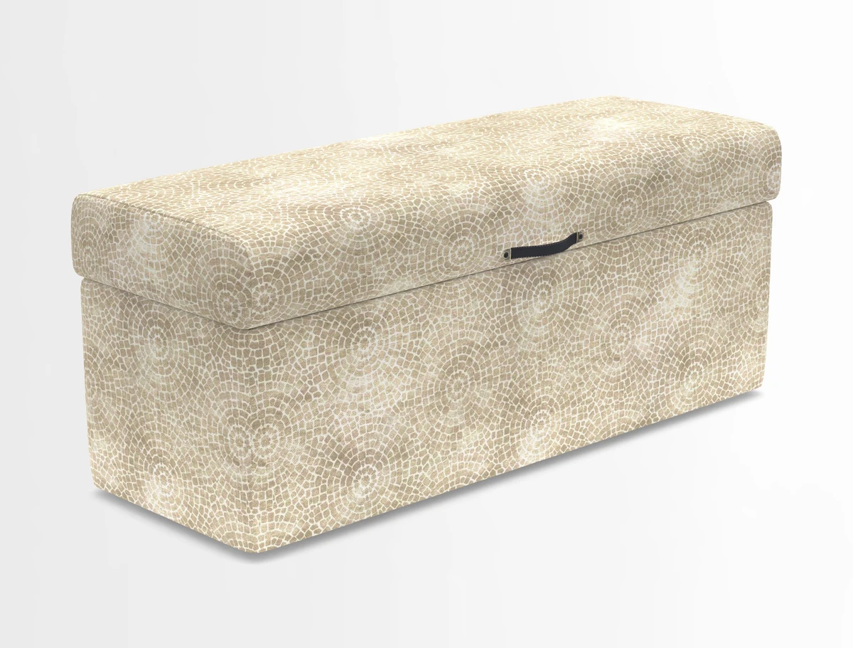 Birdham medium blanket box in Spill Resistant Gertrude Jekyll Ornamental Duck Egg and Alwinton 3 seater sofa in Spill Resistant Sussex Stripe Mocha