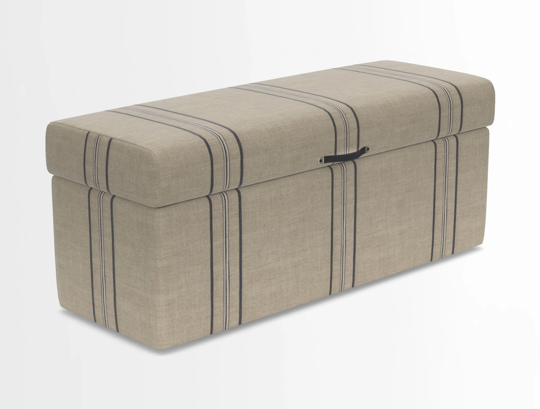 Birdham medium blanket box in Spill Resistant Gertrude Jekyll Ornamental Duck Egg and Alwinton 3 seater sofa in Spill Resistant Sussex Stripe Mocha