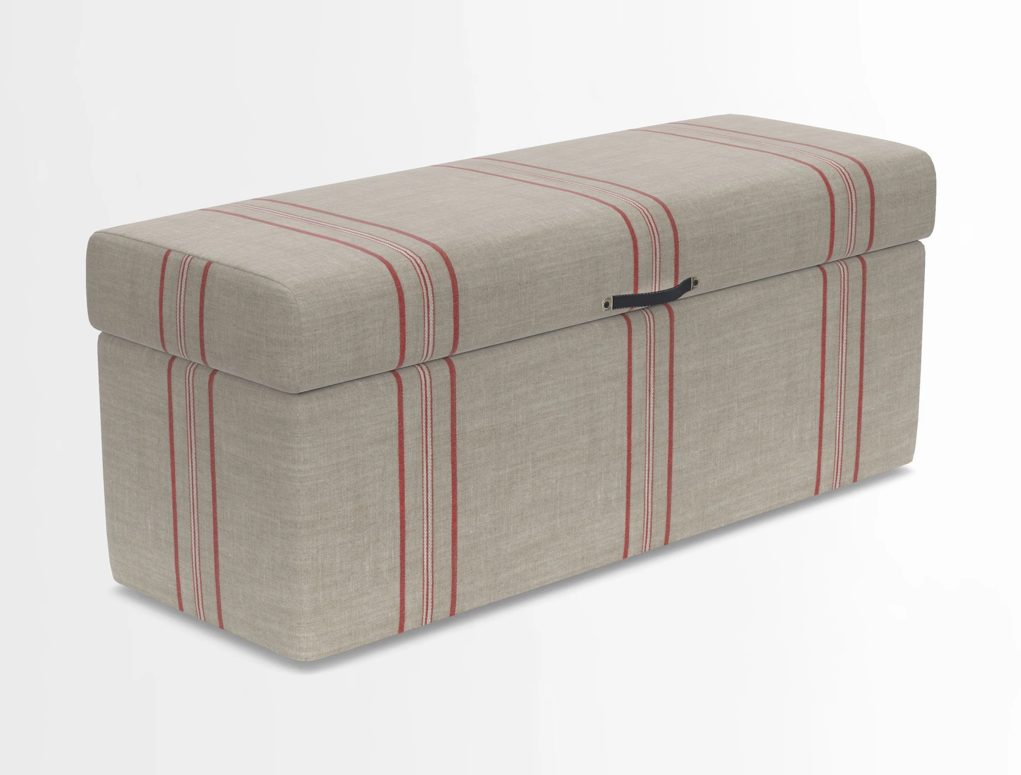 Birdham medium blanket box in Spill Resistant Gertrude Jekyll Ornamental Duck Egg and Alwinton 3 seater sofa in Spill Resistant Sussex Stripe Mocha