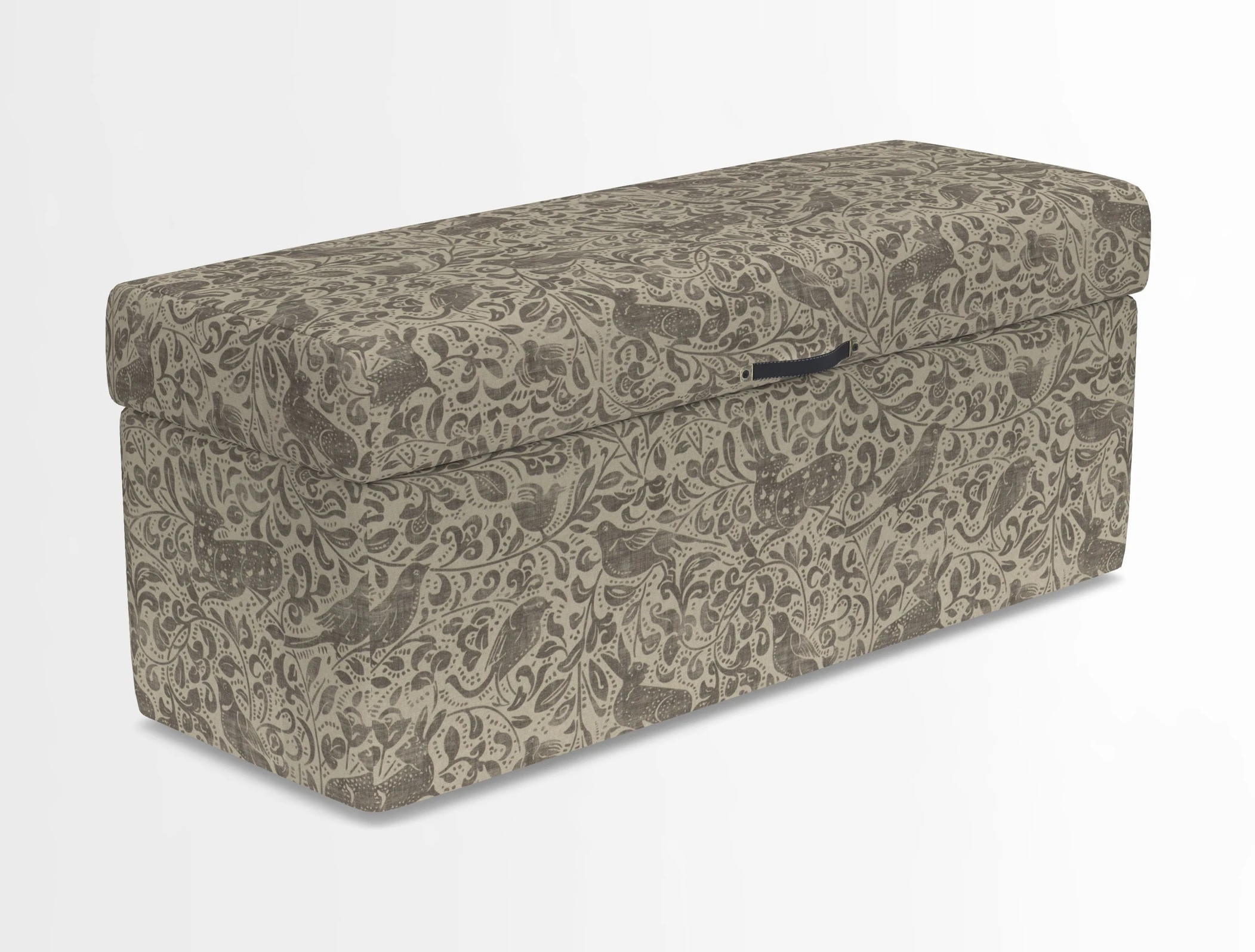 Birdham medium blanket box in Spill Resistant Gertrude Jekyll Ornamental Duck Egg and Alwinton 3 seater sofa in Spill Resistant Sussex Stripe Mocha