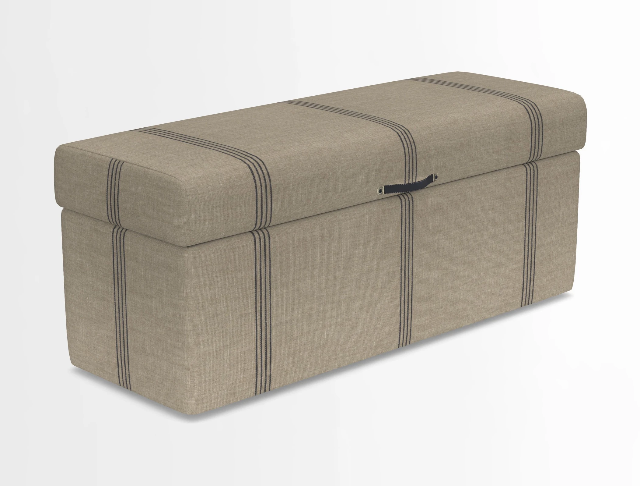 Birdham medium blanket box in Spill Resistant Gertrude Jekyll Ornamental Duck Egg and Alwinton 3 seater sofa in Spill Resistant Sussex Stripe Mocha
